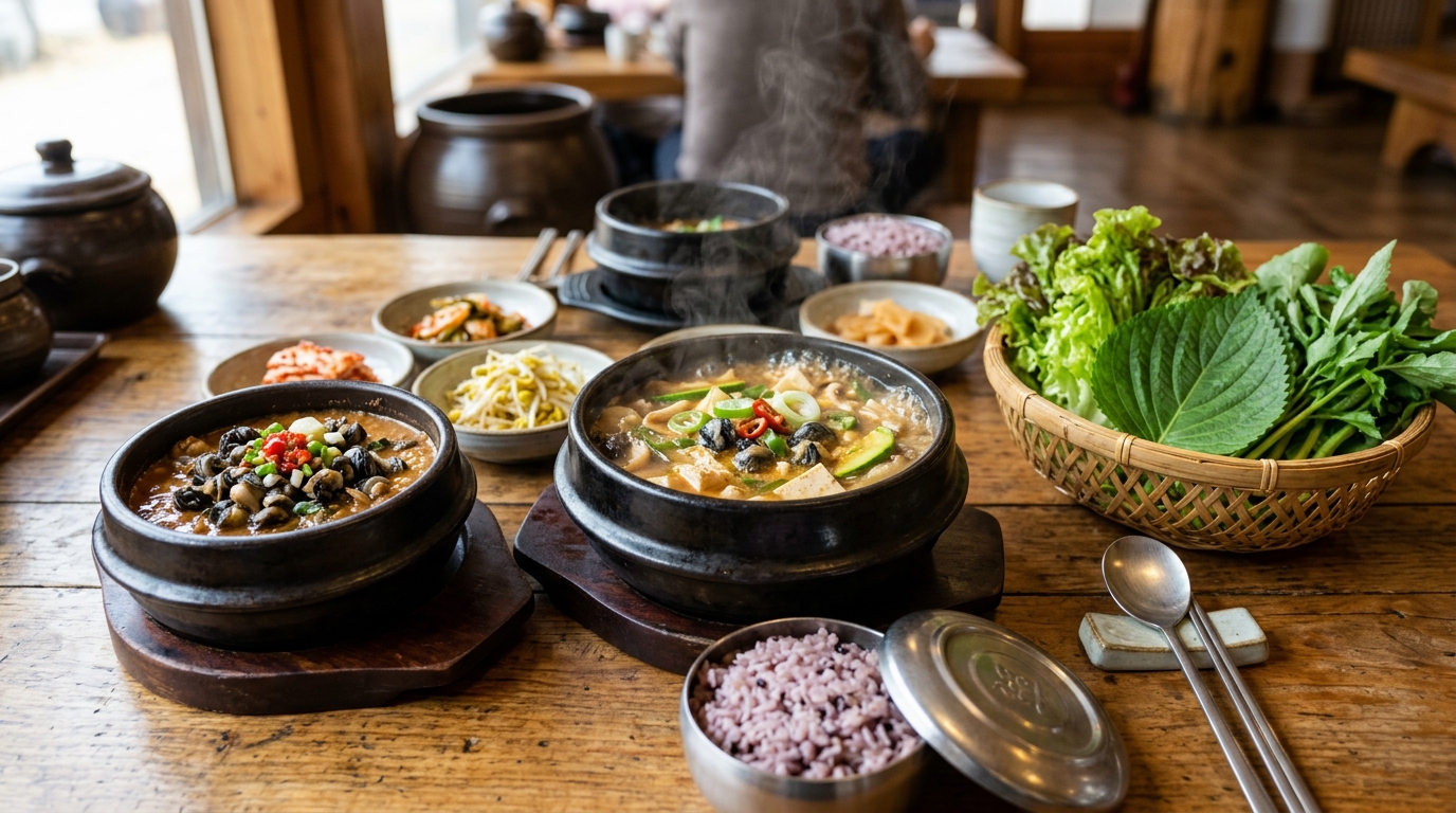 쫄깃하고 고소한 우렁부추전 & 한식 상차림